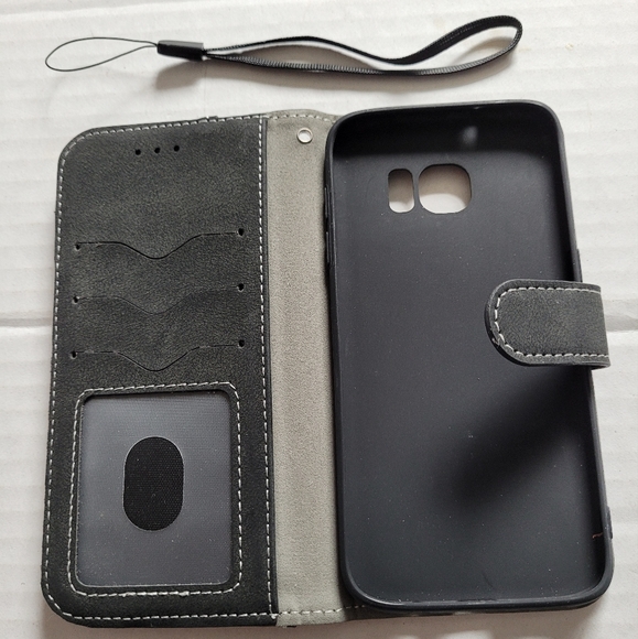 Asuwish Compatible with Samsung Galaxy S7 Edge Wallet Case XZQB SX Black - Picture 4 of 7